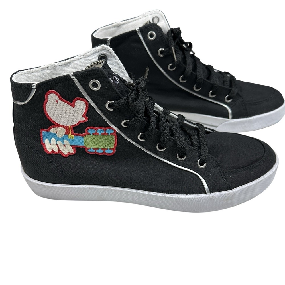 Rare Polo Ralph Lauren Embroidered Guitar High Top Canvas Sneakers Black Sz 9.5d